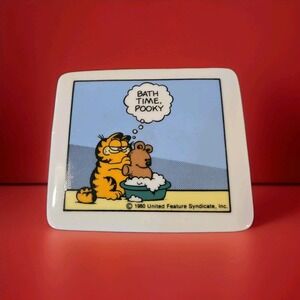 Enesco Garfield Cat Ceramic Trinket Box 1980 Cartoon Porcelain with Lid Pooky